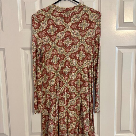 O'Neill Long Sleeve Patterned Shift Boho Mini Dress Women XS - Picture 4 of 9
